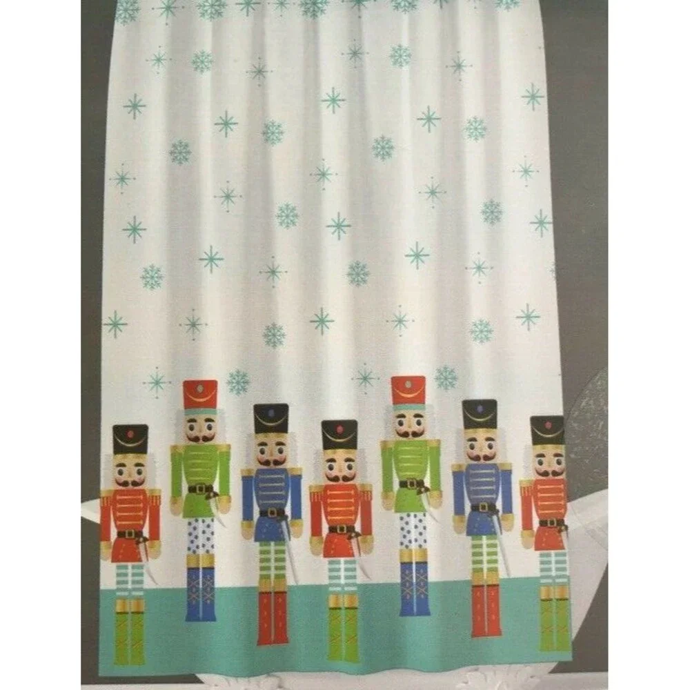 Christmas Nutcracker Fabric Shower Curtain Bathroom Holiday Polyester 72x72